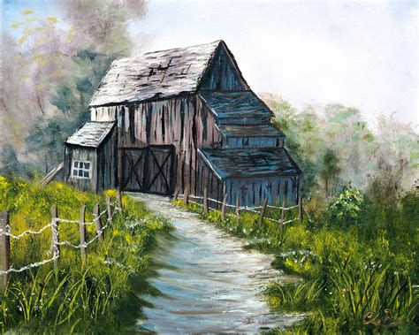 The Old Wooden Barn Painting By Claude Beaulac Fine Art America