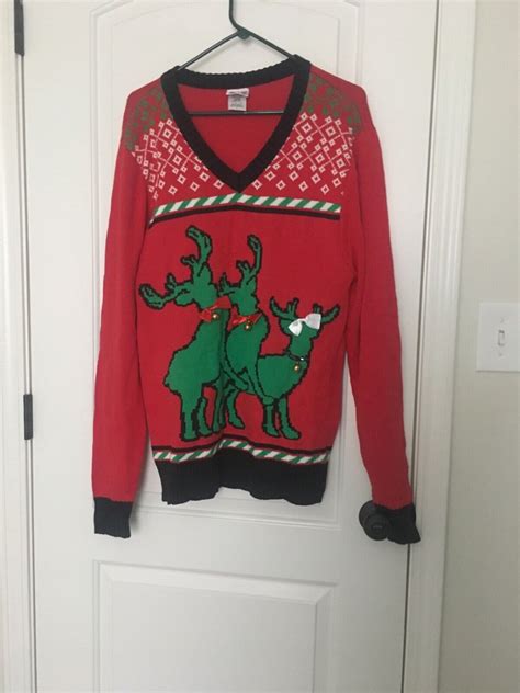 Spencers Adult Ugly Christmas Sweater Reindeer Holiday Size Large