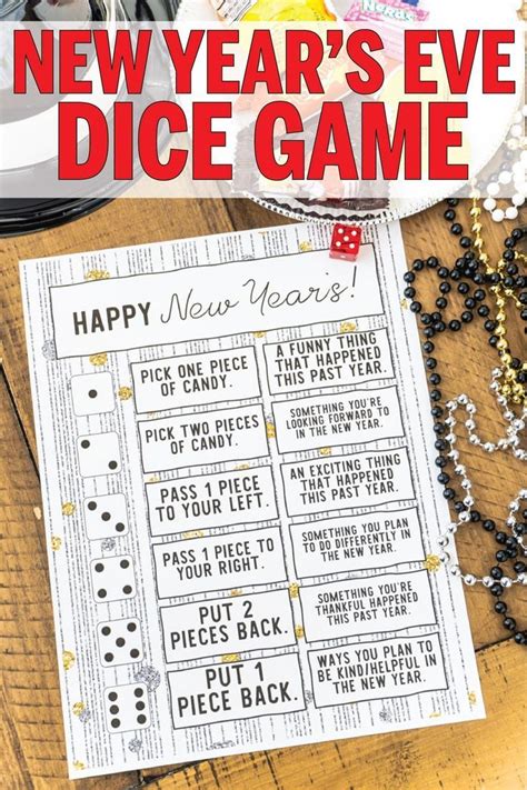 Printable New Years Eve Dice Game New Years Eve Activities Kids