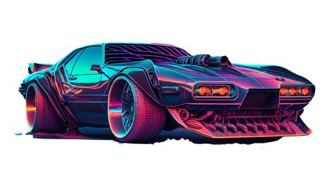 Realistic Modified Sports Neon Car For Free Ai Generative 28112475 Png