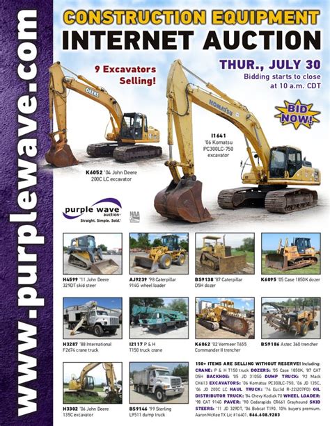Construction Equipment Auction July 30 2015