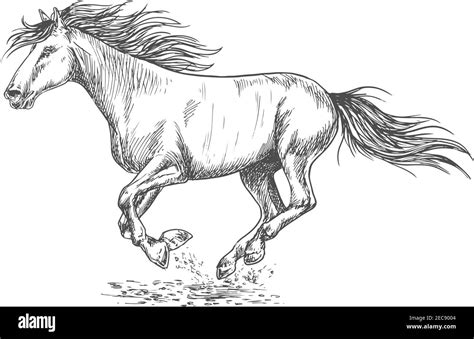 Running Horse Drawing In Pencil