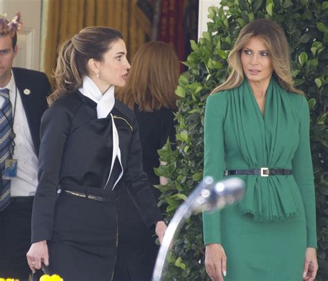 Melania Trumps Green Dress With Queen Rania Popsugar Fashion Photo 4