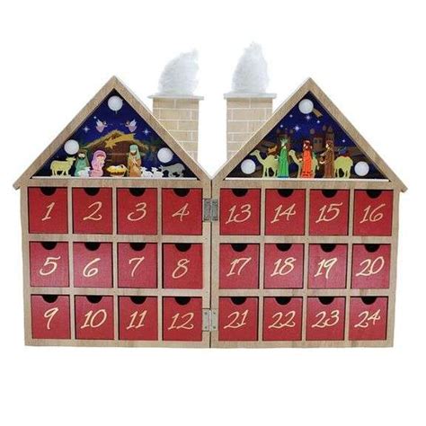 Brubaker Wooden Advent Calendar To Fill Red Christmas House W