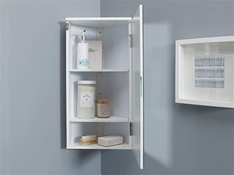 Gloss White Corner Mirrored Bathroom Cabinet