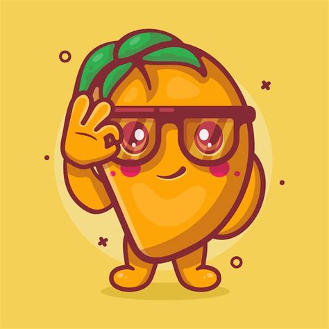 Mascota De Personaje De Fruta De Mango Divertido Con Dibujos Animados
