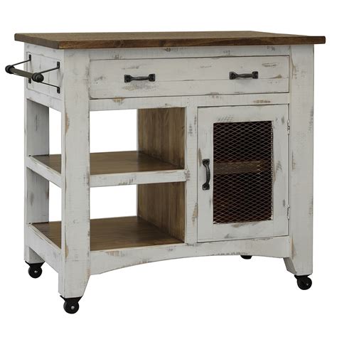 Greenview Kitchen Island Distressed White 39 — Crafters And Weavers