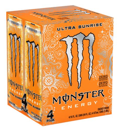 Monster Ultra Sunrise Energy Drink 4 Cans 16 Fl Oz Food 4 Less