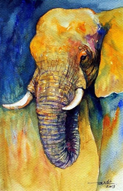 Animal Painting Original Watercolor Elephant Art In 10 Animal