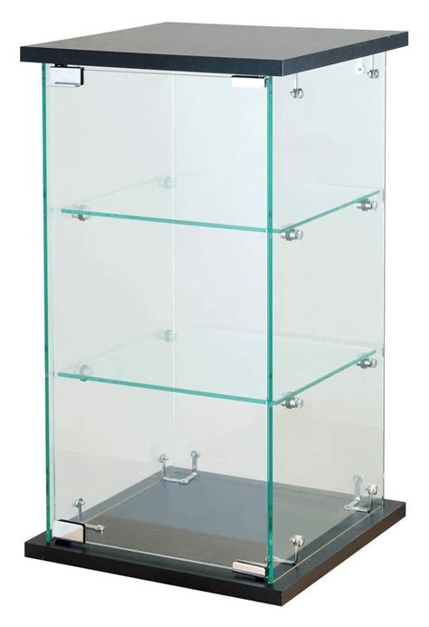 Countertop Display Case W Tempered Glass Shelves And Locking Door Black Retail Display Shelves