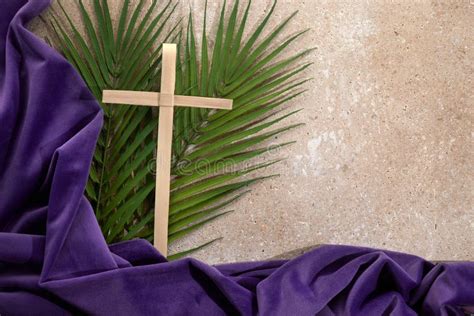 Palm Cross And Palm Leaves Palm Sunday And Easter Day Concept Stock