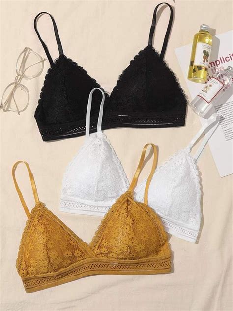 free returns free shipping on orders 49 3pack floral lace bra set bras and bralettes at shein