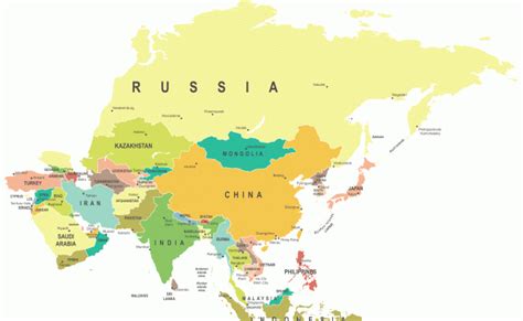 Asian Countries Map Asia Map China Russia India Japan Otosection
