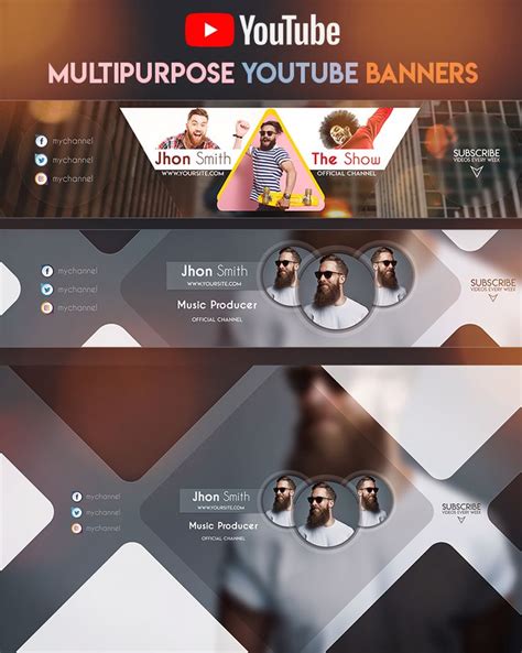 Creative Multipurpose Youtube Banners Youtube Banner Design Youtube