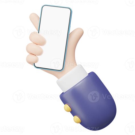 3d Mobile Phone In Human Hand Icon Businessman Wearing Suit Holding