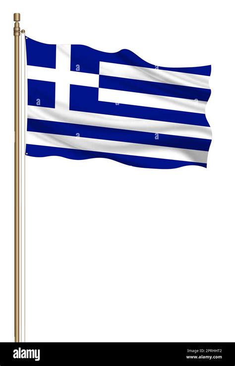 3d Flag Of Greece On A Pillar Stock Photo Alamy