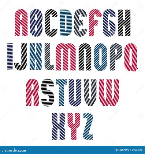 Decorative Striped Retro Font Geometric Bright Typeface With Pa Stock