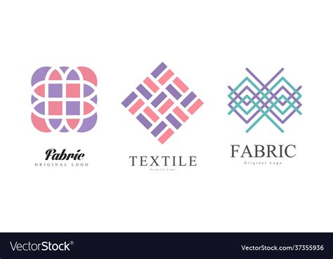 Textile Logo Design Set Fabric Business Identity Vector Image