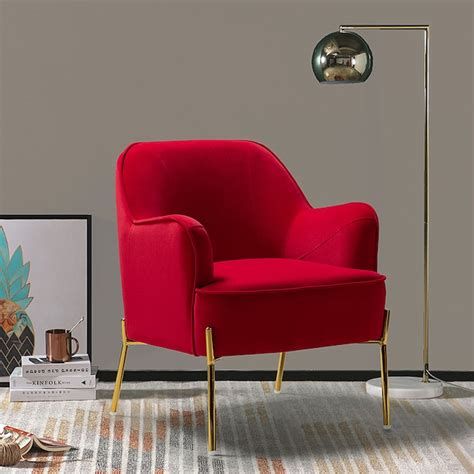 14 Karat Home Contemporary Velvet Accent Chair In Red Casual Style Multiple Color Options In