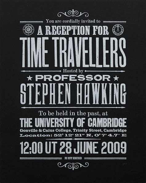 Stephen Hawkings Time Travellers Invitation Limited Edition Print