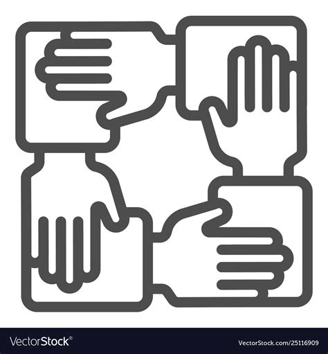 Collaboration Line Icon Hands Community Royalty Free Vector