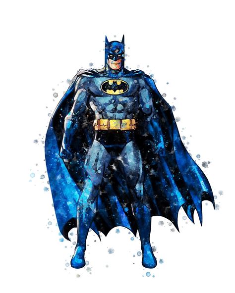 Batman Print Superhero Printable Superhero Watercolor Art Etsy