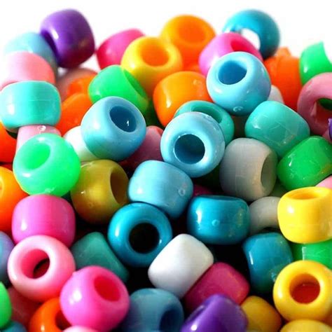 Pony Beads Plastic Barrel 6x8mm - Bright Opaque Mix - 100pk - Beads And Beading Supplies from ...