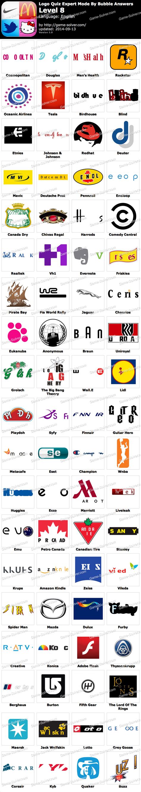 Logo Quiz Expert Mode Bubble Level 8 Game Solver