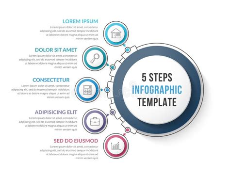 Infographic Template With Five Steps Stock Vector Illustration Of 18e