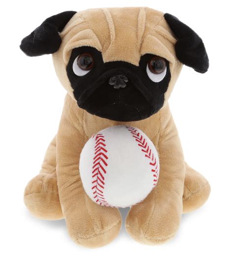 Dollibu Pug Dog Stuffed Animal With Baseball Plush Soft Huggable Dog