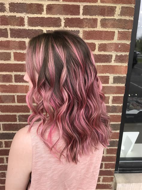 Pink Balayage Just In Time For Spring Pink Hair Highlights Pink