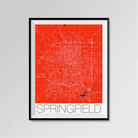 Springfield Missouri City Map Print Modern City Poster Black Etsy