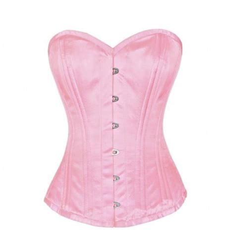 Buy Pink Satin Spiral Steel Boned Corset Costume Waist Training