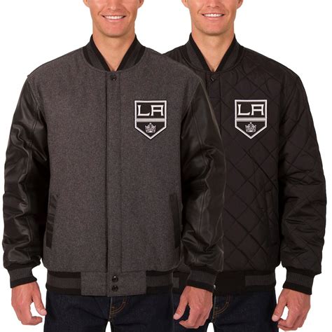 Mens Los Angeles Kings Jh Design Charcoalblack Two Hit Wool And Leather