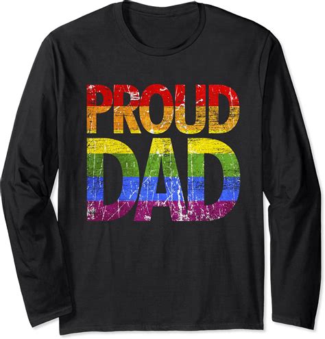 Queer Pride Month Rainbow Flag Proud Dad Parent LGBT Long Sleeve T Shirt Amazon Co Uk Fashion