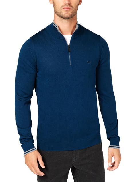 Michael Kors Michael Kors Mens Striped 14 Zip Pullover Sweater