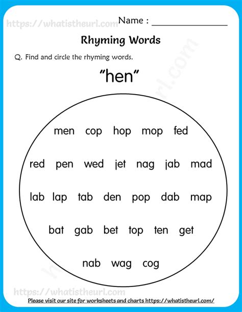 Select the word that has the same vowel sound as the given word. Rhyming Words Worksheets for Grade 2 - Your Home Teacher