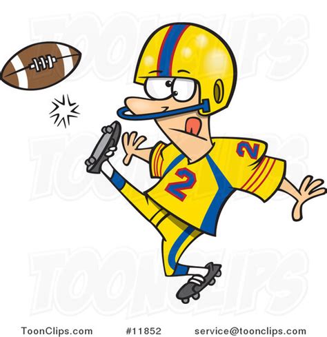 Cartoon Football Player Kicking 11852 By Ron Leishman