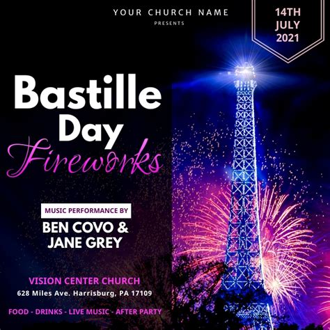 Bastille Day Church Fireworks Template Postermywall