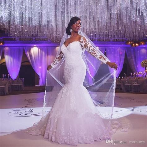 African Plus Size Wedding Dress Off The Shoulder Long Sleev Long