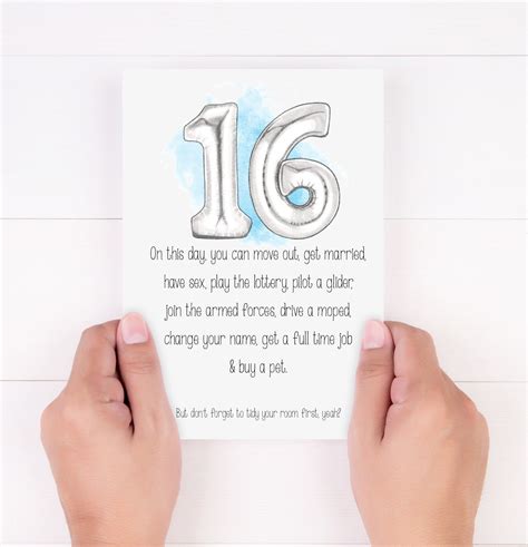 Funny 16th Birthday Card Age 16 Teenager Cards For Her Etsy