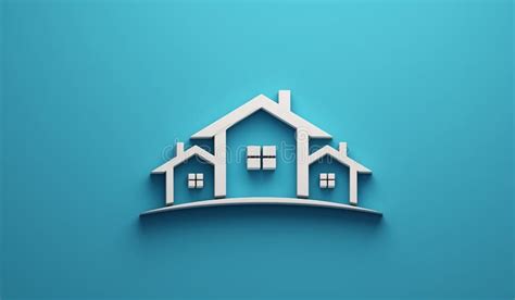 Real Estate Houses Logo Design In Blue Background 3d