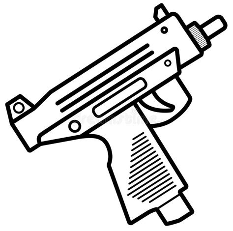 Micro Uzi Submachine Gun Vector Illustration Stock Vector
