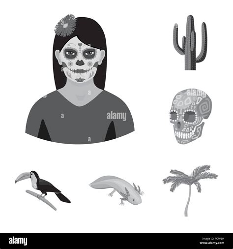 country mexico monochrome icons in set collection for design mexico and landmark vector symbol