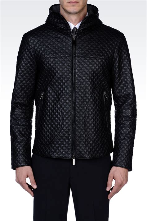Emporio Armani Leather Jacket In Black For Men Lyst