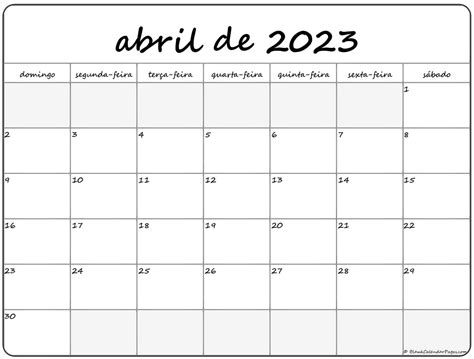 Abril De 2023 Calendario Grátis Em Português Calendario Abril
