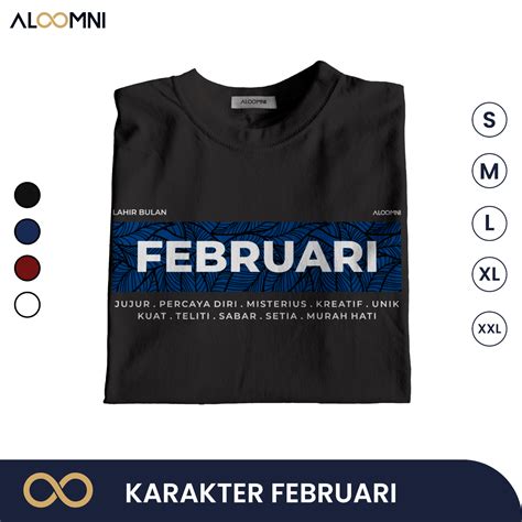 Karakter February Kaos Bulan Lahir T Shirt Cotton Combed 24s Aloomni