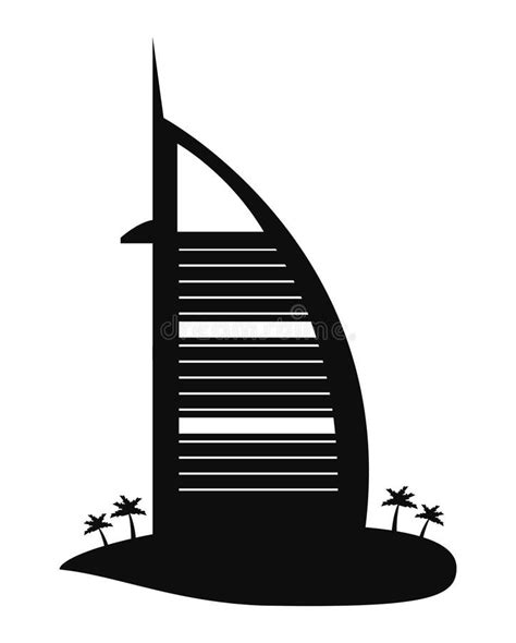 Burj Al Arab Building Silhouette Stock Vector Illustration Of Burj