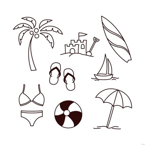 Beach Doodle Vector In Illustrator Svg  Eps Png Download