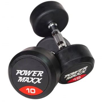 Same day delivery 7 days a week £3.95, or fast store collection. 10kg Round Rubber Dumbbell Pair by Power Maxx | Sam's Fitness
